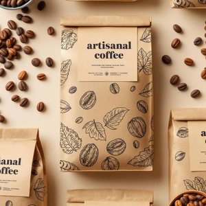 Sacchetti Personalizzati in Carta Kraft a Fondo Piatto per Chicchi di <span class=keywords><strong>Caffè</strong></span> con Cerniera e Valvola, Confezioni Alimentari, Campione Gratuito Disponibile - Product Image 6