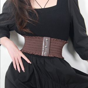 Ecowalson Volants Large Ceinture <span class=keywords><strong>Triple</strong></span> Boucle Élégante Ceinture Élastique Décorative Robe Ceinture pour Femmes Grande Taille - Product Image 5