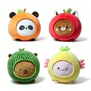 Set de 4 Peluches Personalizados de Frutas y Animales, Peluches Suaves y Gorditos de Panda, Oso y Axolotl - Product Image 1
