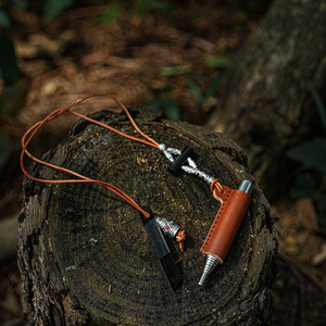 Manufacturer Direct Sales Telescopic Fire Blow <strong>Pipe</strong> Set Stainless Steel Cowhide Cover Hanging <strong>Rope</strong> Strap for Outdoor Climbing - Product Image 1