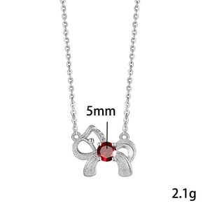 Collier ras-de-cou en argent sterling 925 avec pendentif nœud en pierre naturelle ronde de 5 mm, serti de pierres précieuses colorées, pour femme - Product Image 6