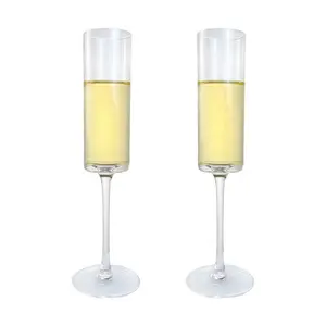 6oz Clear square glass drinkware champagne glasses flutes elegant champagne flutes