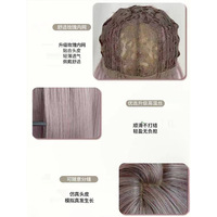 Nouvelle perruque de célébrité pour femme, gris-violet, en fibre synthétique haute température, naturelle et volumineuse, cheveux longs et lisses, entièrement en dentelle, sans colle