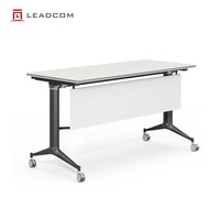 Table de formation pliante Leadcom LS-414A avec plateau rabattable, bureau de salle de formation pliable, tables de salle de réunion empilables avec poutre réglable