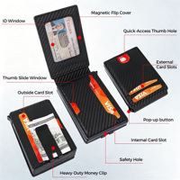 Portefeuille RFID Pop-up en Gros pour Hommes, Porte-cartes de Crédit Mince en Aluminium avec Pince à Billets, Fenêtre d'Identité, Portefeuille Bifold en Cuir PU, Logo Personnalisé