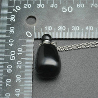 Bouteille de parfum en Agate d'onyx noir, pendentif chaînes collier