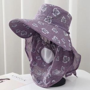 หมวกเก็บใบชาสำหรับผู้หญิง ลายใบเมเปิ้ลสีชมพู ระบายอากาศได้ดี ป้องกันแสงแดด ผ้าคลุมหน้าผ้าฝ้ายสำหรับฤดูร้อนกลางแจ้ง - Product Image 4