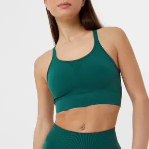 Custom Hot Selling Stretch Workout Tops Sports Fitness Yoga Top Solid Colors Forest Green Bra For Women