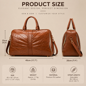 Sac de voyage pliable en PU avec logo personnalisé, fermeture éclair, imperméable, pour hommes et femmes, facile à nettoyer - Product Image 2