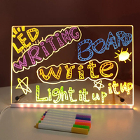 Tableau de notes LED DIY en acrylique, veilleuse, 7 stylos, tableau de dessin rechargeable RGB effaçable, cadeau d'anniversaire pour enfants