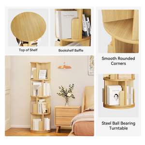 Estantería de libros para niños, estantería de libros apilable, giratoria, redonda, moderna, de 5 niveles, 360 - Product Image 2