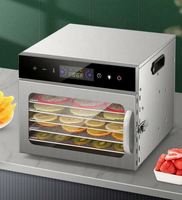 Kleine capaciteit huishoudelijke 6-bakjes dehydrator van roestvrij staal voor fruit, groenten, beef jerky en kleine voedselproducten.