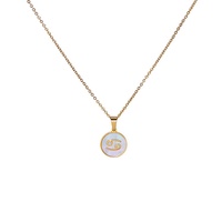 Collier pendentif chaîne sportive en acier inoxydable plaqué or 18 carats avec signes du zodiaque en coquillage blanc MW Twelve