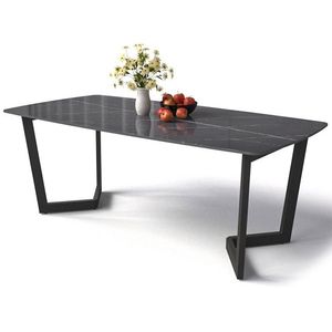 Table rectangulaire moderne de haute qualité avec cadre en acier thermolaqué, plateau en MDF et pieds en U, ROEM/ODM - Product Image 3