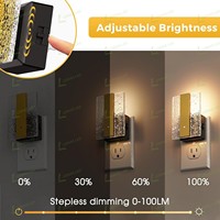 LOHAS Veilleuse en acrylique doré Veilleuse à intensité variable Prise murale Lampe de lit à LED Veilleuse murale pour chambre à coucher