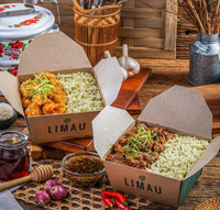 Maßgefertigte Halal Shawarma Verpackung für Takeaway, Hähnchen-Pommes-Mandi-Biryani-Reis-Box mit Trennwand, Einweg-Papier-Lebensmittelbehälter