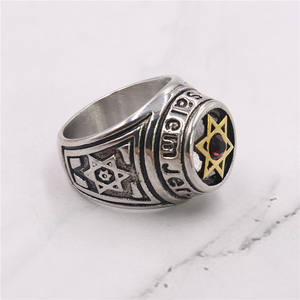 イスラエルのユダヤ教六芒星電気メッキダイヤモンド宝石高級ジュエリーファッションリングの卸売（男女兼用） - Product Image 2