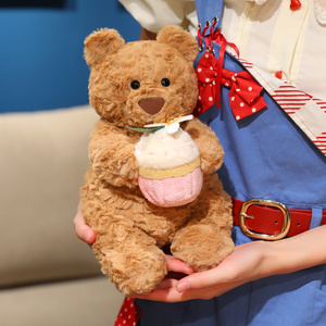 Orsacchiotto Kawaii con Torta, Peluche Carino con Dessert nelle Zampe, Super Morbido Imbottito in Cotone PP per Compleanno - Product Image 6