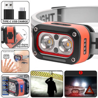 Lampe frontale LED super lumineuse rechargeable avec capteur, étanche, pour le camping, la randonnée, la pêche, le cyclisme