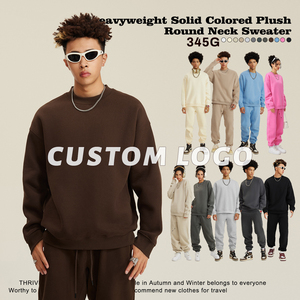 Felpa da Uomo di Alta Qualità in <span class=keywords><strong>Pile</strong></span> Spesso 345gsm, Oversize con Collo Tondo, Logo Personalizzato, Unisex - Product Image 2
