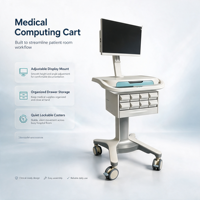 Chariot médical mobile pour hôpital, chariot informatique médical multifonctionnel avec freins silencieux, roulettes antimicrobiennes en ABS pour soins infirmiers