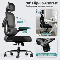 Chaise de bureau ergonomique avec dossier haut, pédales et support lombaire, réglable en hauteur, équipée d'un appui-tête et d'accoudoirs, en mesh