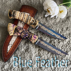 Couteaux de randonnée et de chasse de haute qualité, à lame fixe, lame en damas, lame tranchante - Product Image 4