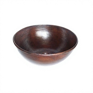 Évier en cuivre martelé fait main de forme ronde pour cuisine et salle de bain - Product Image 1