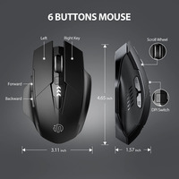 Mouse nirkabel optik ergonomis 2.4G, Mouse dapat diisi ulang dengan penerima USB dan tampilan daya penggunaan dapat disesuaikan dalam kotak