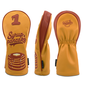 ปลอกหุ้มหัวไม้กอล์ฟ PU คุณภาพสูง ลายปัก Syrup Pancake พร้อมป้าย U หมายเลข 1 สีน้ำตาล สำหรับไม้แฟร์เวย์ - Product Image 2