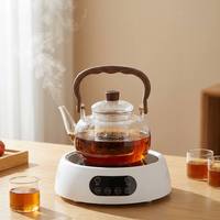 Théière en verre borosilicate résistant à la chaleur de 1000 ml avec infuseur en verre, bouilloire à thé transparente pour thé fleuri et thé aux fruits