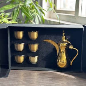 Premium Dallah Coffee <strong>Pot</strong> <strong>Set</strong> with Arabic Cups Stainless Steel for Middle Eastern <strong>Tea</strong> Coffee Service - Product Image 1