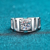 Bague pour homme en argent 925 avec moissanite 1 carat certifiée GRA VVS1, bijoux fins, mariage, fiançailles, vente en gros
