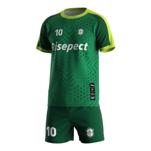 Ensemble de football léger pour équipe, maillot et short respirants, coutures renforcées pour adultes et jeunes - Product Image 1