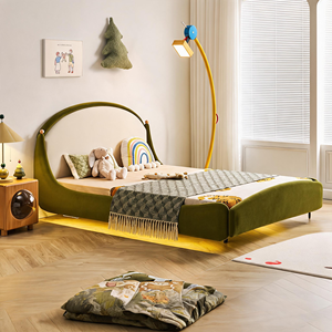 Cama Infantil <span class=keywords><strong>de</strong></span> 1.2 m, Alfombra Mágica Verde, Cuna Flotante <span class=keywords><strong>de</strong></span> Princesa, <span class=keywords><strong>Madera</strong></span> Maciza, Terciopelo Afelpado, para Dormitorio, Comedor, Sala <span class=keywords><strong>de</strong></span> Estar, para Niños - Product Image 2