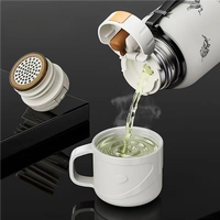 Thermos à double paroi de 600 ml en acier inoxydable 316, couleur blanc Gardenia, avec 2 tasses supplémentaires, coffret cadeau d'affaires