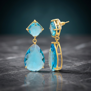 ต่างหูเงินแท้ประดับเพชรซิคอนทรงหยดน้ำ งานแฮนด์เมด รุ่นใหม่ล่าสุด - Product Image 2