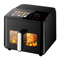 Nouvelle friteuse à air 6L avec 15 menus optionnels, entièrement noire, design tendance, écran tactile supérieur et poignée amovible