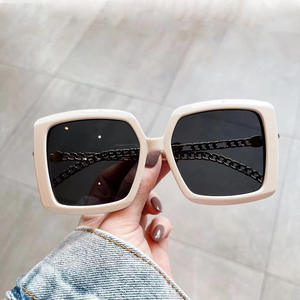 แว่นกันแดดทรงสี่เหลี่ยมขนาดใหญ่ยี่ห้อจีสำหรับผู้หญิงกรอบพีซีป้องกันรังสียูวี 400 ประเภท 3 ที่บังแดดดีไซน์โซ่ทันสมัย - Product Image 2
