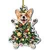 Ornement de Noël en acrylique pour sapin de Noël, chien Corgi, suspendu, festif, adorable - Product Image 5