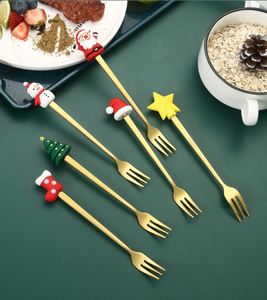 Juego de Cubiertos de Lujo de Acero Inoxidable 304 para Navidad, Cuchara de Café con Diseño de Muñeco de Dibujos Animados, Cuchara de Postre de Papá Noel, Tenedor de Frutas con Caja de Regalo - Product Image 5