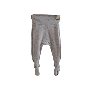 Pantalon long unisexe pour bébés et tout-petits INS Printemps/Automne, taille haute, à pieds, rayé, couleur unie, en coton doux, coupe ample - Product Image 5