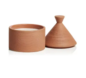UOBOBO Custom Wholesale Terracotta Candle Jar Stoneware Empty Candle Container Ceramic Container Candle Pot