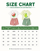 2026 Kinder Zomer Fruit Print Set Katoenen Korte Mouwen T-Shirt Gestreepte Shorts Schattig Casual Jongens Meisjes 2-delig Outfit OEM
