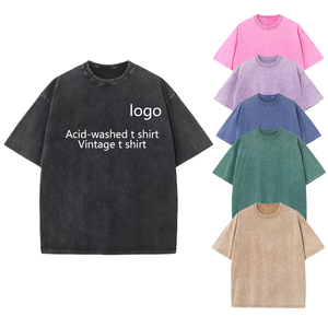 사용자 정의 Dtg 인쇄 그래픽 100% 면 빈 티 하이 퀄리티 힙합 남여 공용 특대 헤비웨이트 산성 세척 빈티지 남자 t 셔츠 - Product Image 4