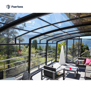 Đúc Sẵn Bơi Hồ Bơi Bao Vây Tempered Glass Sunrooms Nhôm Khung Polycarbonate Có Thể Thu Vào Sưởi Nắng Mái - Product Image 1
