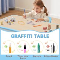 Ensemble de table et chaises de jardin d'enfants, chaises de table pour bébé en plastique, bureau d'étude Graffiti réglable en hauteur meubles de garderie pour enfants
