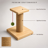 Vente en gros d'usine : Griffoir pour chat en sisal naturel personnalisé, en bois massif, avec boule interactive suspendue