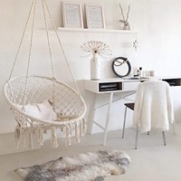 Fauteuil suspendu en corde de coton fait main rond pour patio extérieur et intérieur, balançoire en macramé, hamac de patio