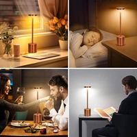 Lampe de table LED classique en métal avec capteur tactile, lampe de bureau rechargeable, 3 couleurs, lumière ambiante créative, décoration de bar, lumière de nuit